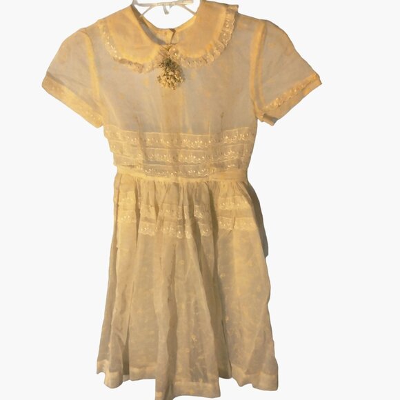 Hollywood Creations Other - Hollywood Creations Girl Dress Size 8 Vintage Embroidered Lace White Floral 1950